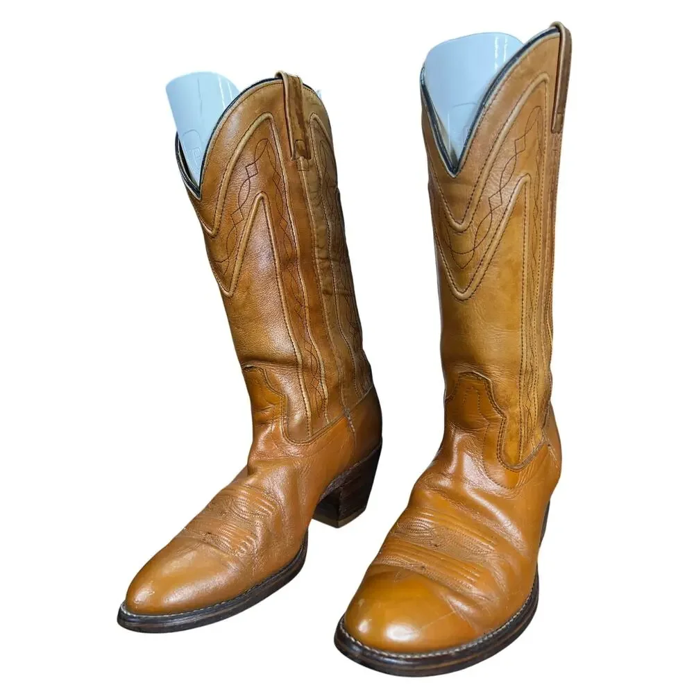 Vintage Acme Men’s Brown Leather Cowboy boots Size US 9 D